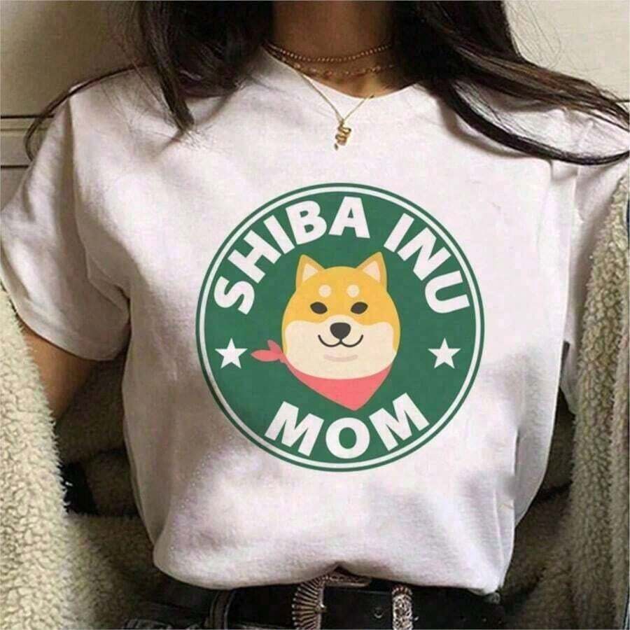 Super Happy Summer Shiba Inu T-Shirt For Women, Anime Print, Harajuku Kawaii Hip Hop Streetwear Style, Casual, Suitable As A Gift. Women's T-Shirt. Blouses>Elegant, Cute Cartoon Comics With Exquisite Illustrations. | Exquisite Design | Loose And Comfortable | Easy To Match | - 白色 3 - 查看 1