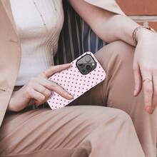 Rosa Polka Dot Handyhülle, weiches Mädchen, niedliches Design, Y2K Stil, Cute , für iPhone iPhone17 iPhone16 15 14 13 12 11Pro Max,  S25 S24 S23 S22 FE - Weiss - Übersicht 5