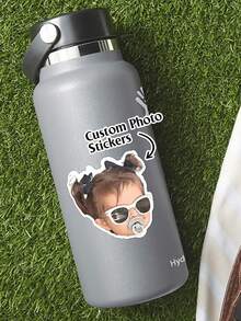客製化照片貼紙 - 客製化切割圖像貼紙 | 可愛女孩配時尚眼鏡乙烯基貼紙 | 完美適用於筆記本電腦、水瓶、頭盔、滑板、手機殼、筆記本、相簿和禮物包裝 - 多色04 - 查看 3