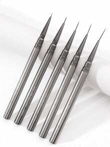 6/9/12/15/18mm Multi-Size Nail Art Liner Pen Set, 5pcs/Set Metal Texture Pen Handles With Dedicated Pen Caps To Protect The Tip. Fine Pen Strokes And Smooth Lines, Suitable For DIY Nail Art Painting, Floral Outlining, Line And Stripe Art Creation. Professional Nail Art Supplies For Nail Art Enthusiasts, Beginners And Nail Salons. - Multicolor - View 8