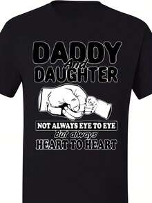 Camiseta "Padre e Hija de Corazón a Corazón" - Edición Limitada, Camiseta Retro de 1968 para Padre e Hija, negra con patrón de corazones blancos - Transpirable y adecuada para todas las estaciones, regalo para el Día del Padre. - Negro - Ver 1