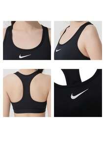 Nike 女士运动文胸 AS W NK SWSH MED SPT BRA，简约舒适日常休闲户外运动弹力轻盈支撑文胸 DX6822-010 - DX6822-010 - 查看 4