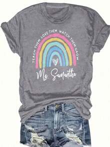 Estilo Y2K, estilo de moda, lo más nuevo de 2026, estilo lindo, estilo casual, blusas para mujer>ropa. Camiseta de Mujer Ajustada con Estampado Y2K y Cuello Redondo - Talla Grande - Camiseta Roja para Mujer - Camiseta con Diseño Gráfico de Arcoíris de Lectura y Libro - Camiseta Casual para Uso Diario para Maestras y Amantes de los Libros - Atuendo para San Valentín y Regreso a Clases - Top Suave para Uso Diario, Ropa para Maestras, Diseño Divertido, Ajuste Cómodo - Moda para Festivales de Verano, Camiseta de Peso Pesado para Adultos 230g (Tallas S-XXXL) - Gris-3 - Ver 5