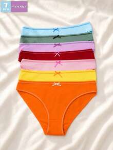 7PCS Celana Dalam Bikini Wanita Ukuran Plus Motif Warna-warni untuk Hari Kerja, Bernapas, Nyaman, Lembut, Pinggang Sedang, Pakaian Dalam untuk Wanita - MultiWarna - View 4
