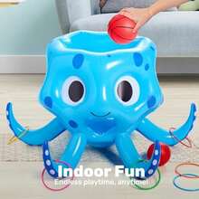 Sloosh - Juguetes de piscina, juego inflable 2 en 1, juego de flotador acuático, anillo de baloncesto de pulpo, juego de natación al aire última intervensión, juegos de piscina flotante para niños y - como en la imagen - Ver 3
