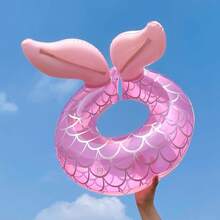 Inflatable Mermaid Shaped Baby Swim Ring, Children Swimming Ring Pool Toy, Summer Outdoor Beach Inflatable Swim Float For Girls - Pink - View 7