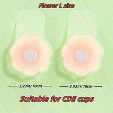 2pcs Reusable Silicone Nipple Covers - Adhesive Breast Petals - Lift And Shape Silicone Pasties, Round And Floral Cake Nipple Covers, Enhancing Invisible Bra Lift Tape For Small Bust, Summer Anti-Flashing Invisible Sports Bra Pads, Suitable For Women's Lingerie And Strapless Dresses - M - Xem 1
