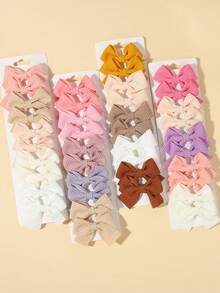 10pcs Waffle Texture Bow Hair Accessories, Gentle Style Daily Wear Hair Decor Set - Mixed color - View 10