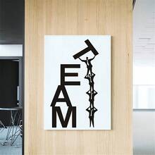 1pc Inspirational Wall Sticker, Team Work Self-Adhesive Stickers, Study Classroom Bedroom Office School Decoration Home - C - View 2