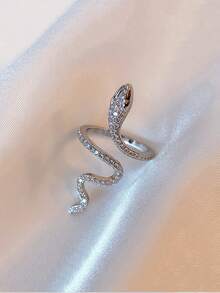 Luxury Snake Wrap Ring, Silver Tone, Unique Jewelry For Women - Silver - View 5