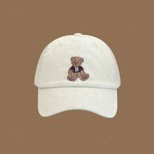 Mũ lưỡi trai nhung kẻ thêu hình gấu Teddy, mũ lưỡi trai unisex điều chỉnh được, mũ snapback mềm mại, kiểu dáng cổ điển đa năng, phù hợp cho các chuyến đi chơi mùa xuân và mùa thu cũng như sử dụng hàng ngày. - mũ bóng chày - Xem 7