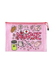 1 chiếc túi đi biển thời trang chống thấm nước chủ đề y tá với chữ "NURSE" và hình in y tế dễ thương, sản phẩm bán chạy nhất trong dòng túi đựng mỹ phẩm PVC, túi đựng mỹ phẩm trong suốt dung tích lớn với khóa kéo nylon. - Nhiều màu - Xem 13