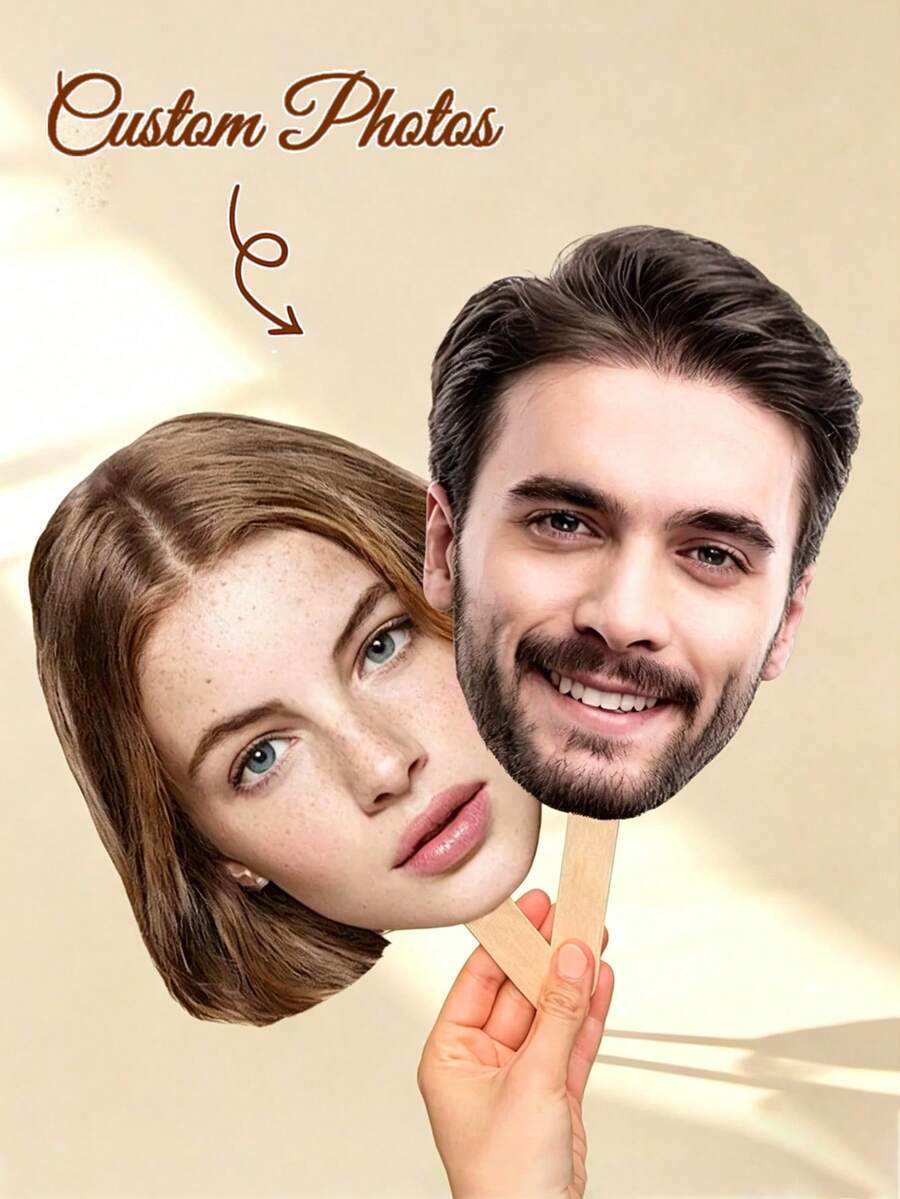 Personalized Fun Face Standee - Custom Photo Cut-Out Board With Paper Frame, Suitable For Singles Party, Wedding, Birthday And Holiday Celebrations, Battery-Free Party Decor And Small Gifts, Fun Wedding Cards, Celebration Accessories, Interesting Design, Lightweight Design