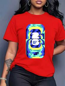 [Officially Licensed World Cup] 2026 World Cup, Short Sleeve T-Shirt With Fun Football Print, Urban Style Print Design, Summer Top, Must-Have For Fans, Available In Couple Styles (Men & Women), Great Birthday Gift For A Boyfriend. - 亮紅 - 查看 6
