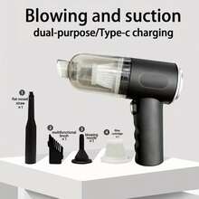 YAIUZGOO Cordless Car Vacuum Cleaner Handheld Blow Dryer Mini Vacuum Cleaner Suitable For Home And Car Interior Cleaning, Super Suction Power For Home, Computer, Car Crevices (1800mAh) - Piano Black - View 5