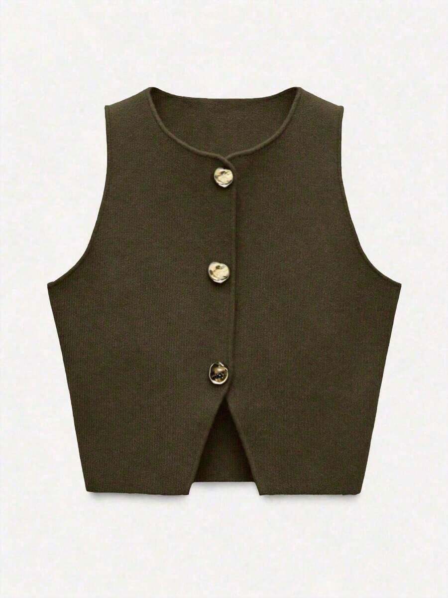 Nuevo top sin mangas de verano de estilo libre para mujeres, elegante y único de alta gama, romántico, de negocios casuales, para vacaciones, graduación o Día de la Independencia.El tamaño es pequeño, se sugiere pedir una talla talla grande grande. - Café integral - Ver 1