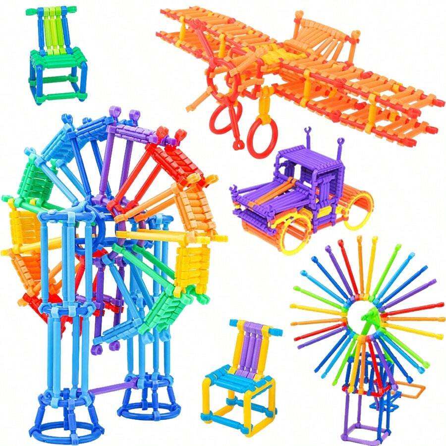 100/200/400pcs Magic Wand Building Blocks Set - Children DIY Construction Blocks, Educational Building Toys, Inspire Imagination, Engineering Kit, Multi-Color & Shape, Birthday/Holiday Gift, Party Favors, Educational Building Blocks - Multicolor - View 1