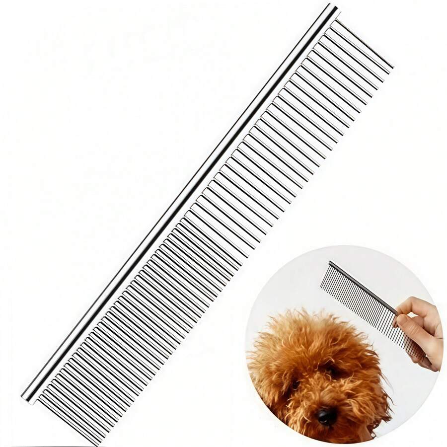 1 Lược chải lông thú cưng bằng thép không gỉ, lược chải lông dài và dày, chuyên dụng cho chó và mèo, dễ dàng gỡ rối, nhẹ nhàng loại bỏ lớp lông tơ rụng, cũng có thể dùng như lược chải bọ chét. - Bạc - Xem 1