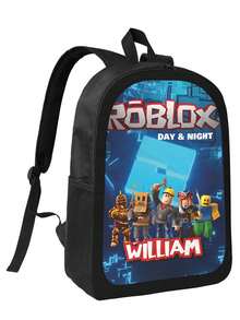 Cartoon-Printed Backpack Minimalist Solid Black Backpack, Multi‑Purpose Daily Commute Rucksack, Unisex School Bookbag, Perfect Gift For Students Adults - 黑色 - 查看 1