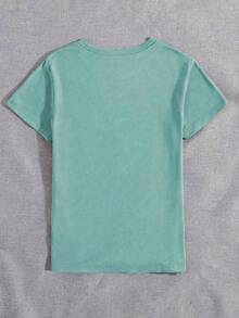 Simple And Fashionable Women's T-Shirt, Suitable For Summer. - 綠色 - 查看 2