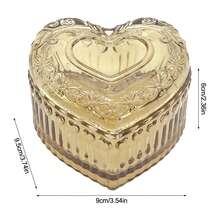 Caja de joyería con forma de corazón con tapa, caja de almacenamiento para anillos, aretes y collares - Multicolor - Ver 8
