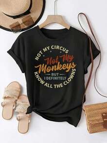 1 Piece Women's T-Shirt With Star Print Design, Soft And Comfortable, Pleasant To The Touch, Versatile For Casual Sports, Round Neck, Short Sleeve, Basic Spring And Summer T-Shirt For Women, 180g 100% Cotton - 黑色 - 查看 7