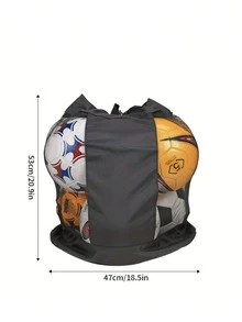 1pc Large Capacity One Shoulder Ball Bag, Thickened & Enlarged Sports Ball Storage Mesh Bag - Black - View 9
