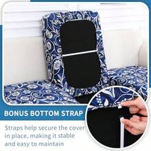 hyha - Fundas de cojín estampadas para sofá fundas de sofá con estampado floral lavables para sofá de 2 cojines fundas de cojín elásticas para exteriores para muebles de patio con parte inferior - Azul marino - Ver 4