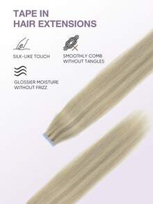 20pcs 14-22 Inch Seamless Double-Sided Tape-In Human Hair Extensions, Invisible Tape-In Hair Extensions, Straight Hair, Suitable For Party & Daily Wear - S17A/60A - View 5