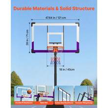 Portable Basketball Stand, 10 Ft Height Adjustment Basketball Hoop & Goal, Basketballs Hoop Outdoor With 48 Inch PC Backboard For Kids, Adults In Schools, Parks,  Indoor & Outdoor Use - 10 ft - 查看 4