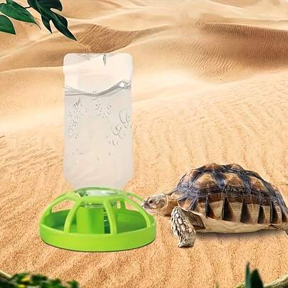 1 pieza Dispensador de agua potable automático para reptiles tortuga para mascotas, lagartos y otros reptiles en terrario, vivario o mesa de tortuga con cerca de paisaje y tazón de agua