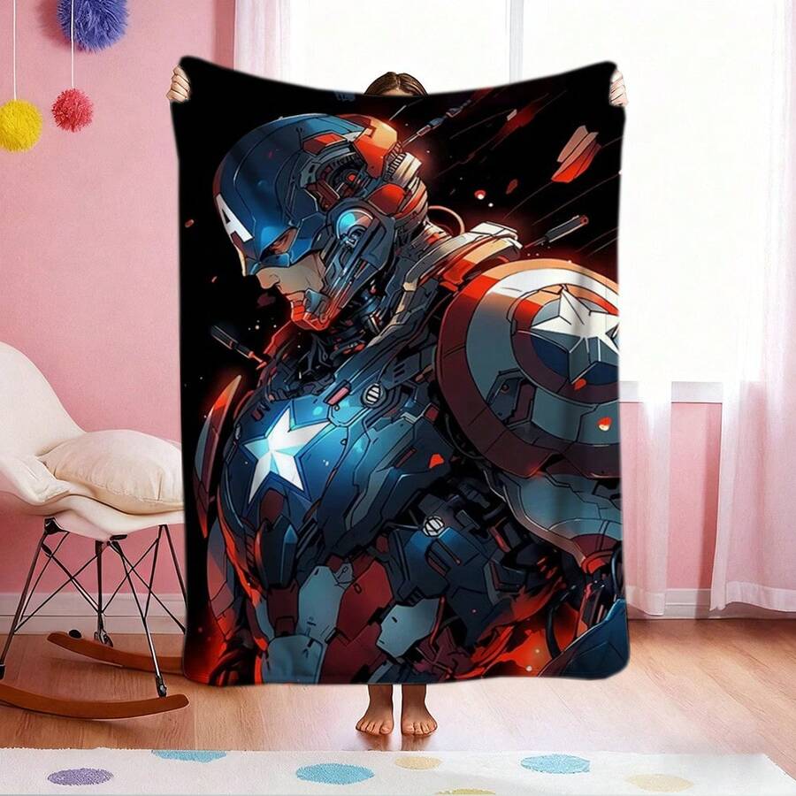 1pc Retro Cartoon Style Throw Blanket,Spider-Man Print Blanket,Cartoon Character Printed Blanket,All-Season Universal Nap Blanket,Character Home Decor Blanket,Modern Fashion Gift Suitable For Home Bedroom Bed Sofa Office Lunch Break Cover Picnic Blanket - Nhiều màu - Xem 1