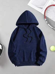 Jaket Berkerudung Kasual Olahraga Wanita untuk Semua Musim, Serbaguna dan Mudah Dipadukan dengan Pakaian Apa Pun - Navy Blue - View 3