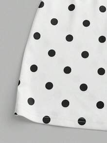 2026 Vestido corto de verano minimalista de mujer con tirantes de lazo, sin mangas y de unicolor asimétrico con lunares blancos - Rosa - Ver 6