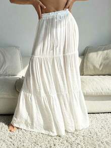 Conjunto de verano para mujeres, covertor de gasa con falda en unicolor - Blanco - Ver 4