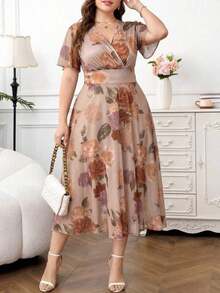Vestido floral elegante de talla grande, verano - Multicolor 3 - Ver 1