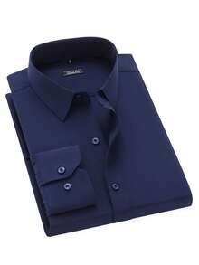 Rand paul Men's Long Sleeve Shirt - Slim Fit Slightly Stretchy - 藏蓝色 - 查看 3