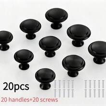 20pcs Matte Stainless Steel Cabinet Handles - Easy To Install, Round Door Pull Knobs, Suitable For Kitchen And Bathroom Cabinets - Multicolor - View 9