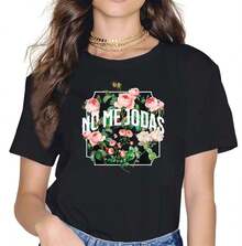 100% Cotton T-Shirt With A Fun And Sarcastic Floral Graphic Design, Cool Style - 黑色 - 查看 7