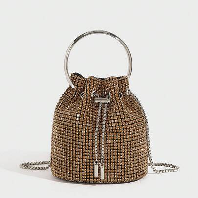 Dinner Bag Diamond Bag 2026 Spring New Fashion Chain Diamond One-Shoulder Diagonal Bucket Bag Wholesale