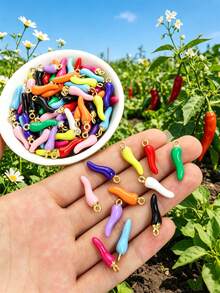[Cantidad] Piezas Colorido y vívido colgante de chile rojo 3D, adecuado para hacer pendientes, collares, pulseras y llaveros - Accesorios para joyería con estilo picante, encantos para la fabricación de joyas - chile - Ver 9