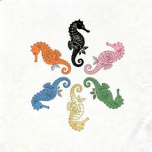 Women's Clothing Minimalist Seahorse And Flower Print Short Sleeve T-Shirt For Women, Boho Style, Ocean Lovers, Women's Shirts - 白色 - 查看 2