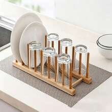 1pc Multi-Layer Wooden Kitchen Storage Rack, 6-7 Compartments Optional Heavy Duty Dish Drying Rack, Space-Saving Multi-Functional Organizer For Bowls, Plates, Cups, Pots, Pans, Stable A-Frame Design Anti-Tip, Rounded Edges Anti-Collision, Modern Farmhouse Style Fits Various Kitchen Decors, Durable Solid Wood Material With Strong Load-Bearing Capacity, Easy Assembly Without Complex Tools - Multicolor - View 9