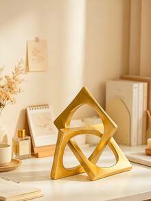 Golden Knot-Shaped Statue Ornament, Modern Geometric Square Sculpture, Desktop Ornament And Small Round Statue, Home Decoration, Bookshelf, Coffee Table, Bookcase Decoration, Gift. - Multicolor - View 6