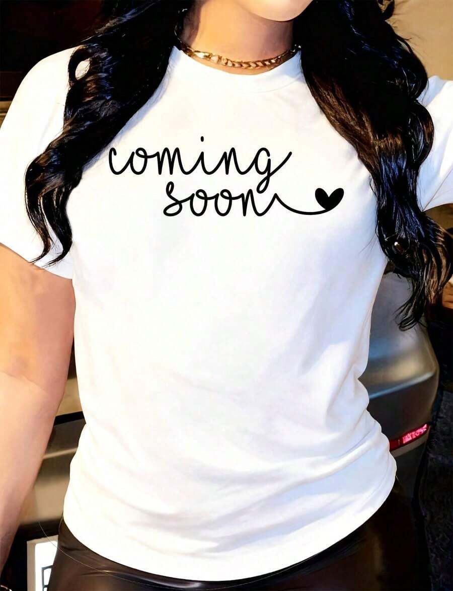 Camiseta casual de mujer para anunciar el embarazo, para futuras mamás. - Blanco - Ver 1