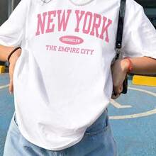 Local -47 Women's Casual Shirt Print T-Shirt, Short Sleeve, Round Neck, Local Spring Urban Fashion_17779510837617911 - 白1 - 查看 1