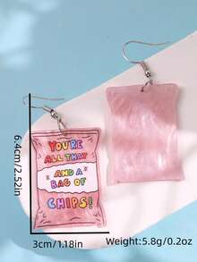 1 Pair Creative Funny Unique Exquisite Cute Cartoon Slogan Pearl Acrylic Dangle Earrings, Suitable For Women's Daily Outfit, Festivals And Parties - Multicolor - View 5