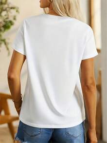Camiseta de mujer para primavera y verano - Blanco - Ver 4