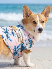 1 chiếc áo đi biển kiểu Châu Âu & Mỹ mùa xuân/hè, quần áo thú cưng kiểu Hawaii cho chó nhỏ/vừa, mèo, chó săn Golden Retriever - Hồng - Xem 3