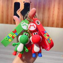 1pc Cartoon Green Dinosaur Keychain, 3D Silicone Character Keychain With Lanyard, Cute Character Backpack Charm Suitable For Backpacks, Keys And Wallets, Durable PVC Material, Perfect For Game Lovers And Daily Use - Multicolor - View 1